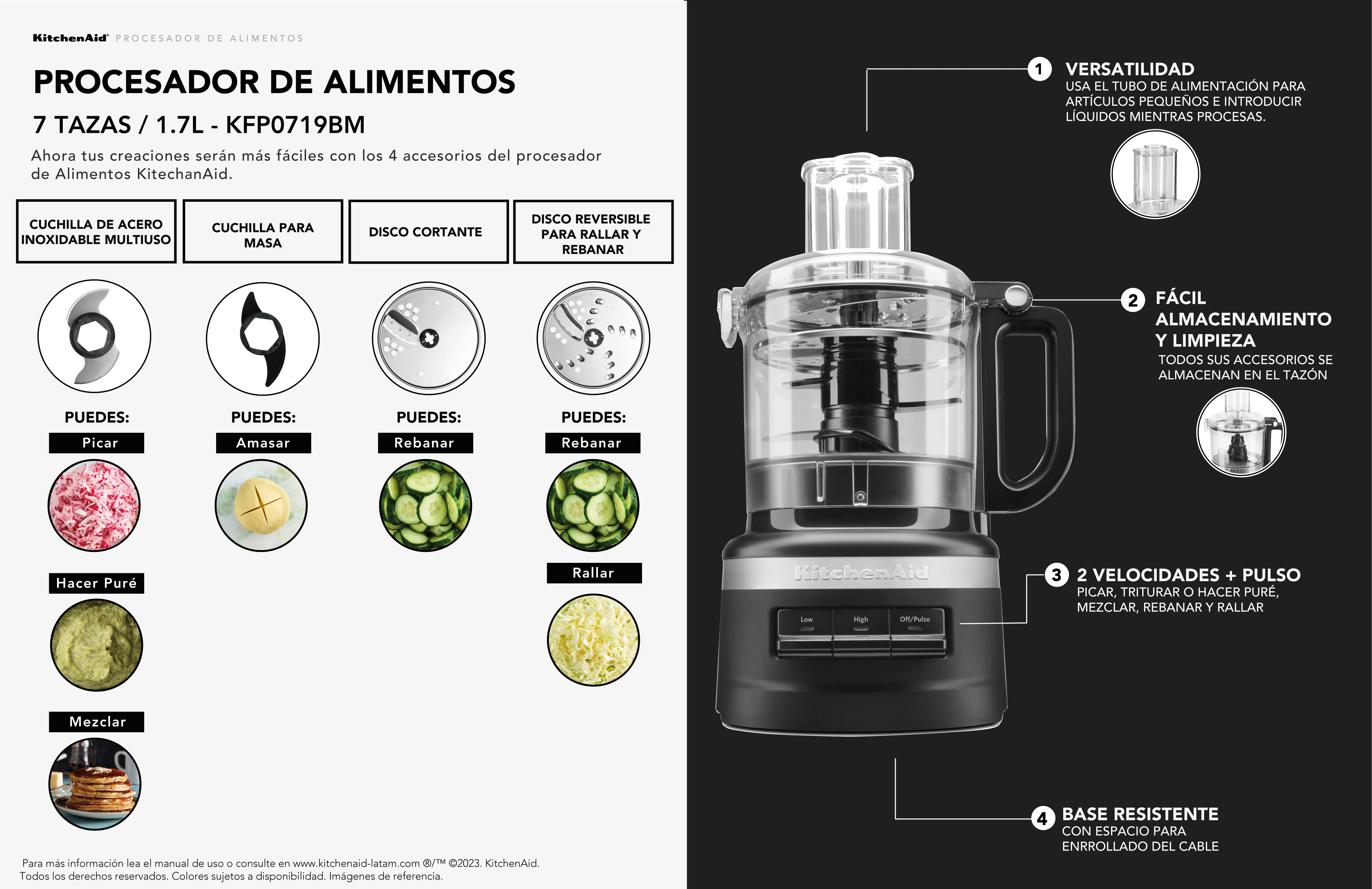 Procesador de Alimentos de 7 Tazas Pluss Negro - KitchenAid Colombia