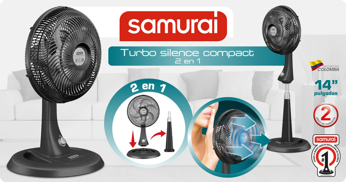 Ventilador de pared y de pedestal Samurai Turbo Silence Compact