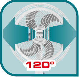 Oscilación horizontal de 120° para una mejor distribución de aire