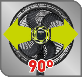 ventilador con oscilación horizontal de 90 grados