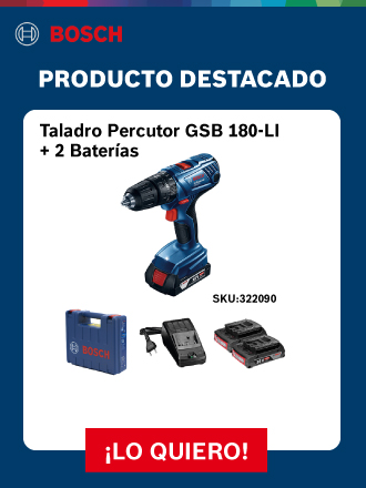 Taladro percutor marca Bosch junto a 2 baterias