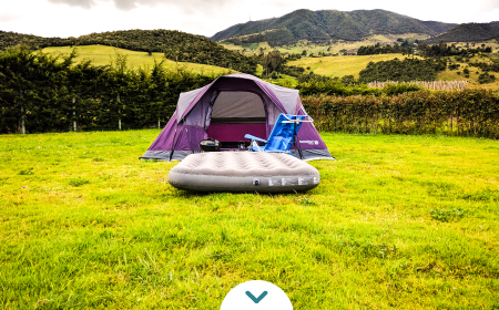 accesorios para acampar - carpa y colchon inflable