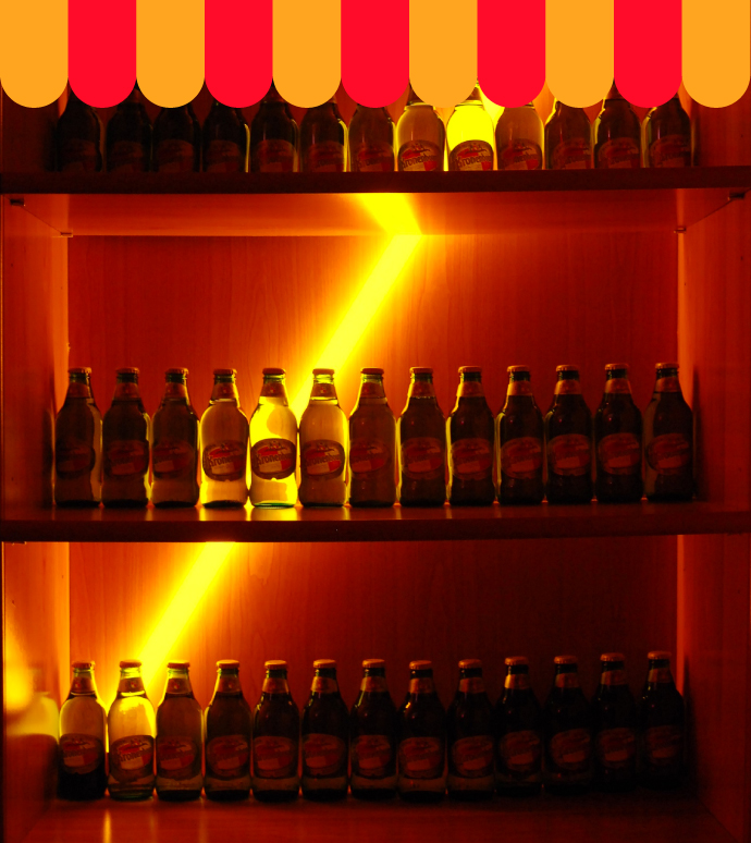como iluminar un negocio - botellas